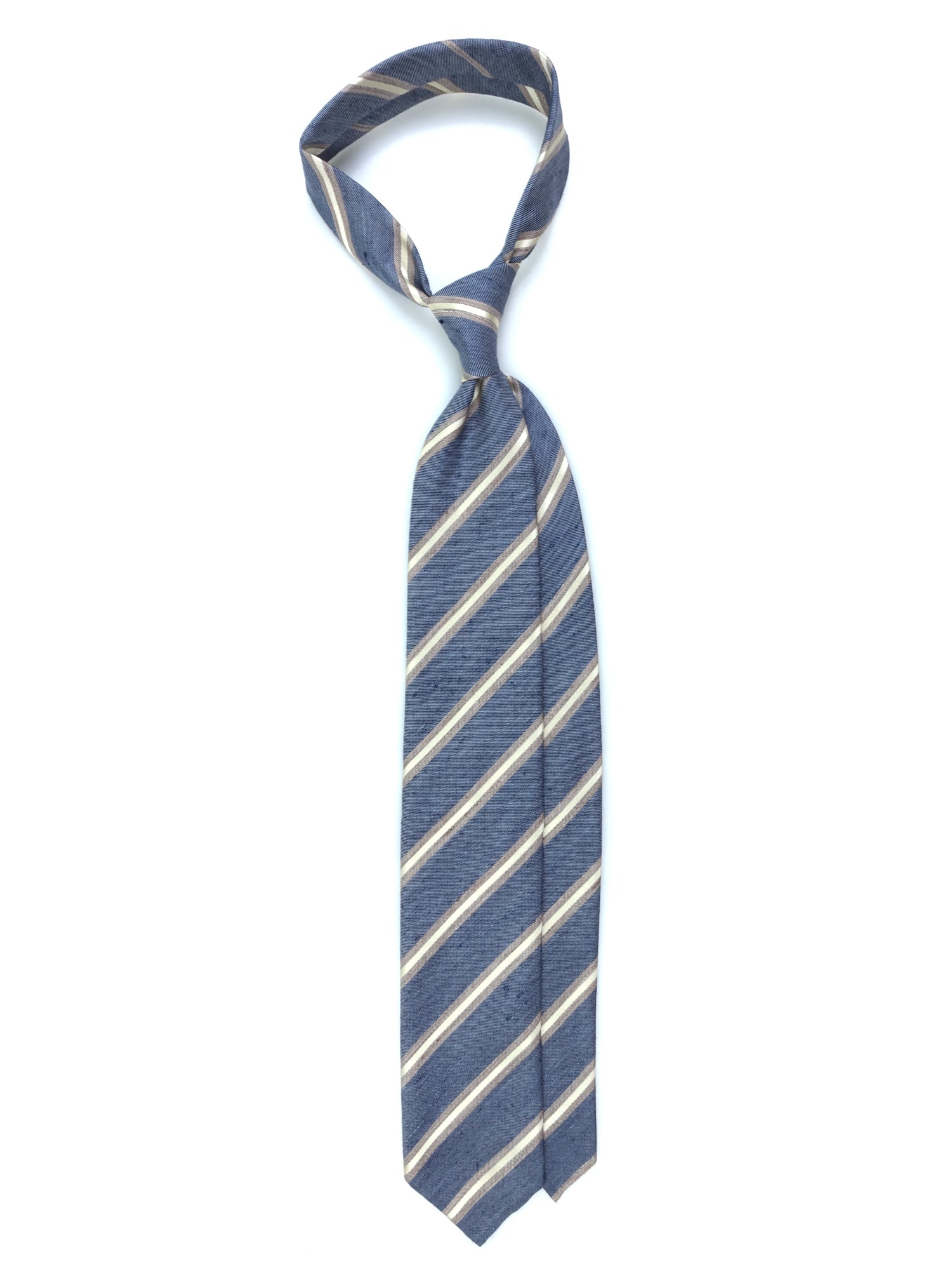 Cravatta blu sartoriale sfoderata MASSY in lino/seta