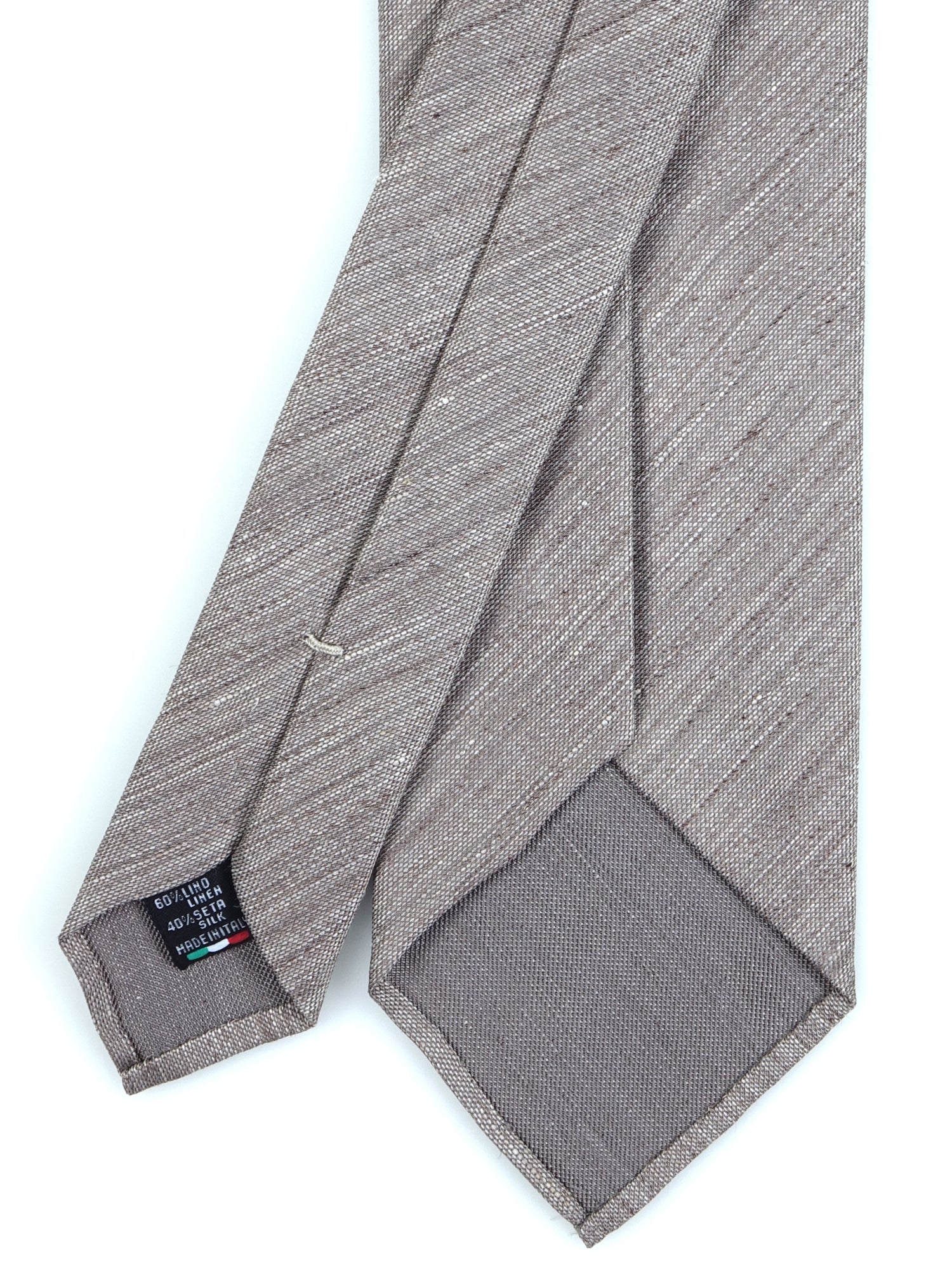 cravatta 3 pieghe sfoderata in lino e seta in colore unito beige