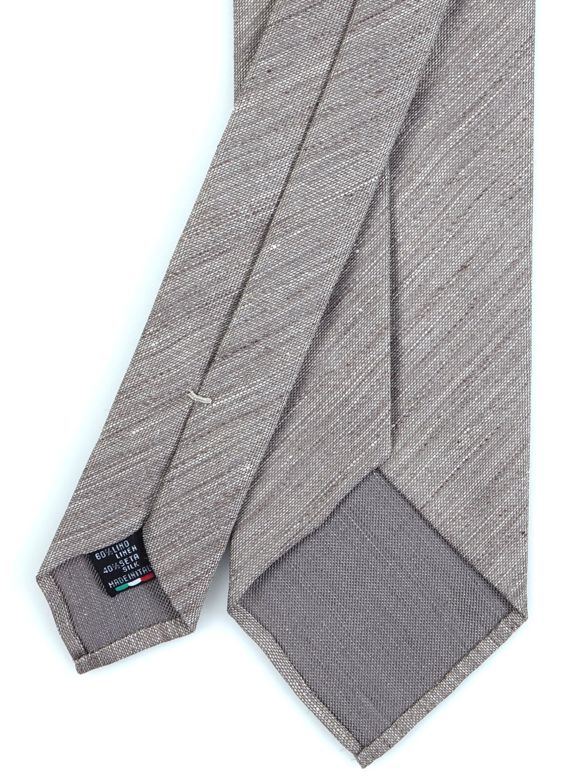 cravatta 3 pieghe sfoderata in lino e seta in colore unito beige