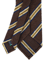 GRANTA Brown Unlined 3-Fold Tie in Shantung Silk 