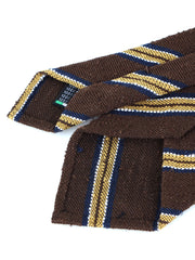 GRANTA Brown Unlined 3-Fold Tie in Shantung Silk 