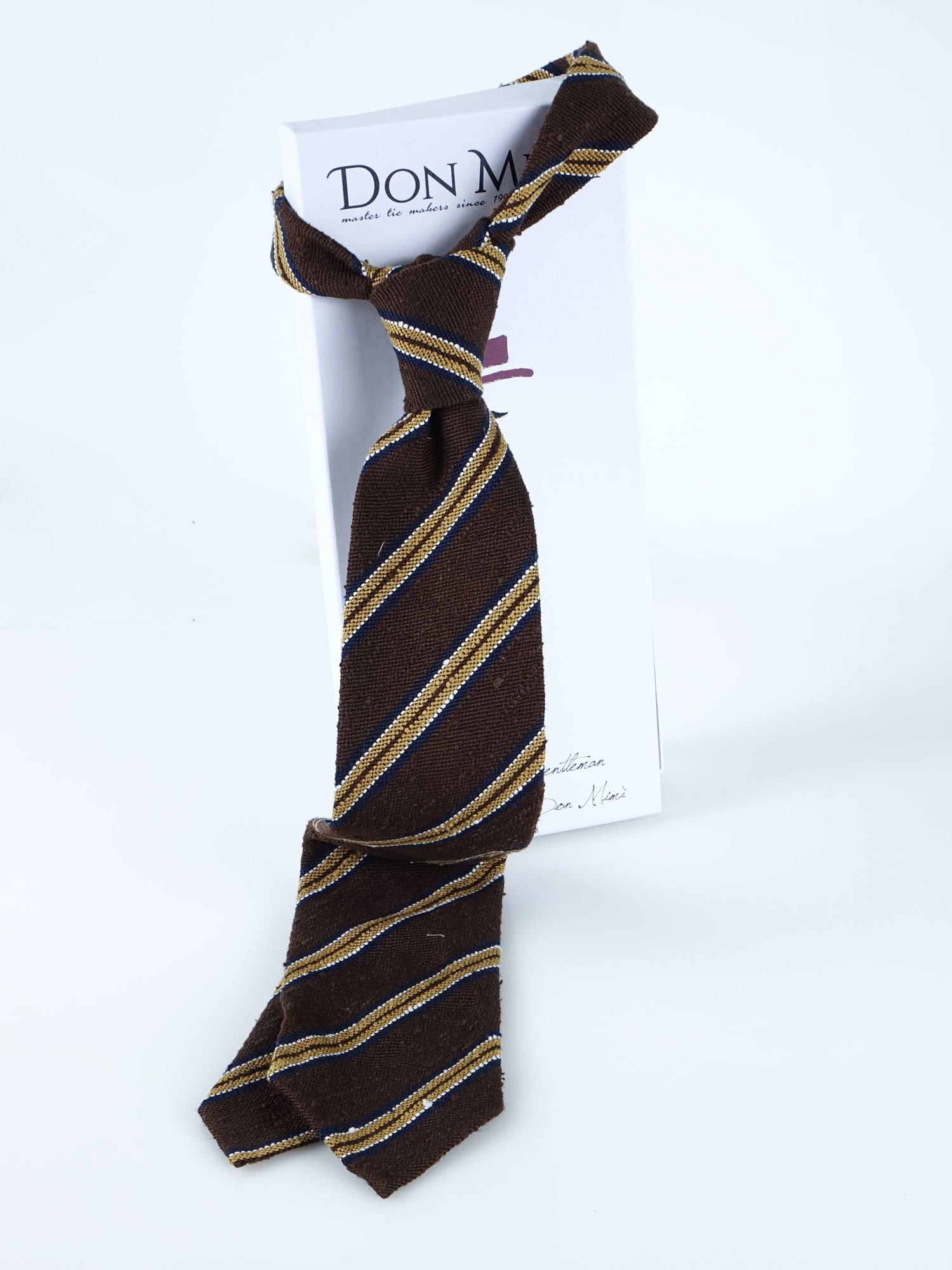 GRANTA Brown Unlined 3-Fold Tie in Shantung Silk 
