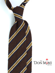 GRANTA Brown Unlined 3-Fold Tie in Shantung Silk 