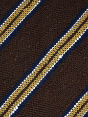 GRANTA Brown Unlined 3-Fold Tie in Shantung Silk 
