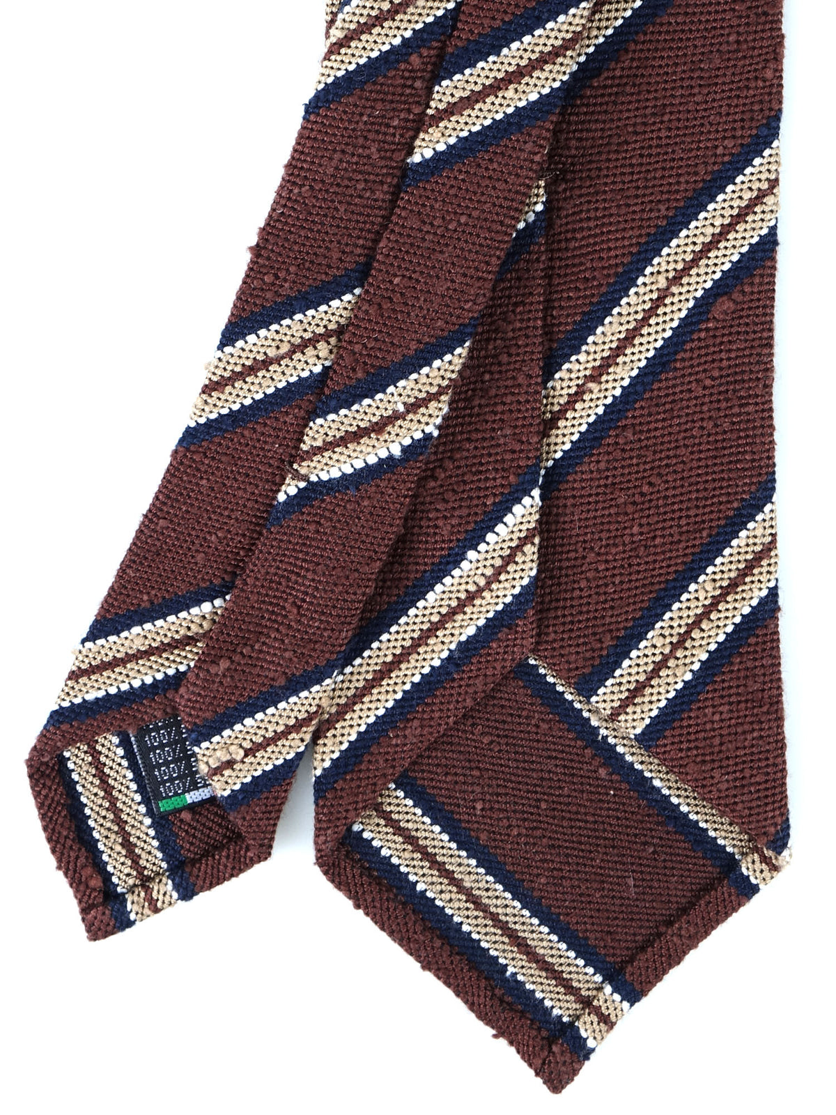 Cravatta 3 pieghe sfoderata marrone/beige in seta shantung GRANTA