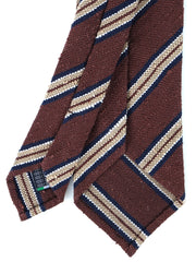Cravatta 3 pieghe sfoderata marrone/beige in seta shantung GRANTA