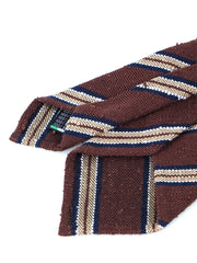 Cravatta 3 pieghe sfoderata marrone/beige in seta shantung GRANTA