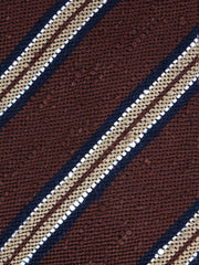 Cravatta 3 pieghe sfoderata marrone/beige in seta shantung GRANTA