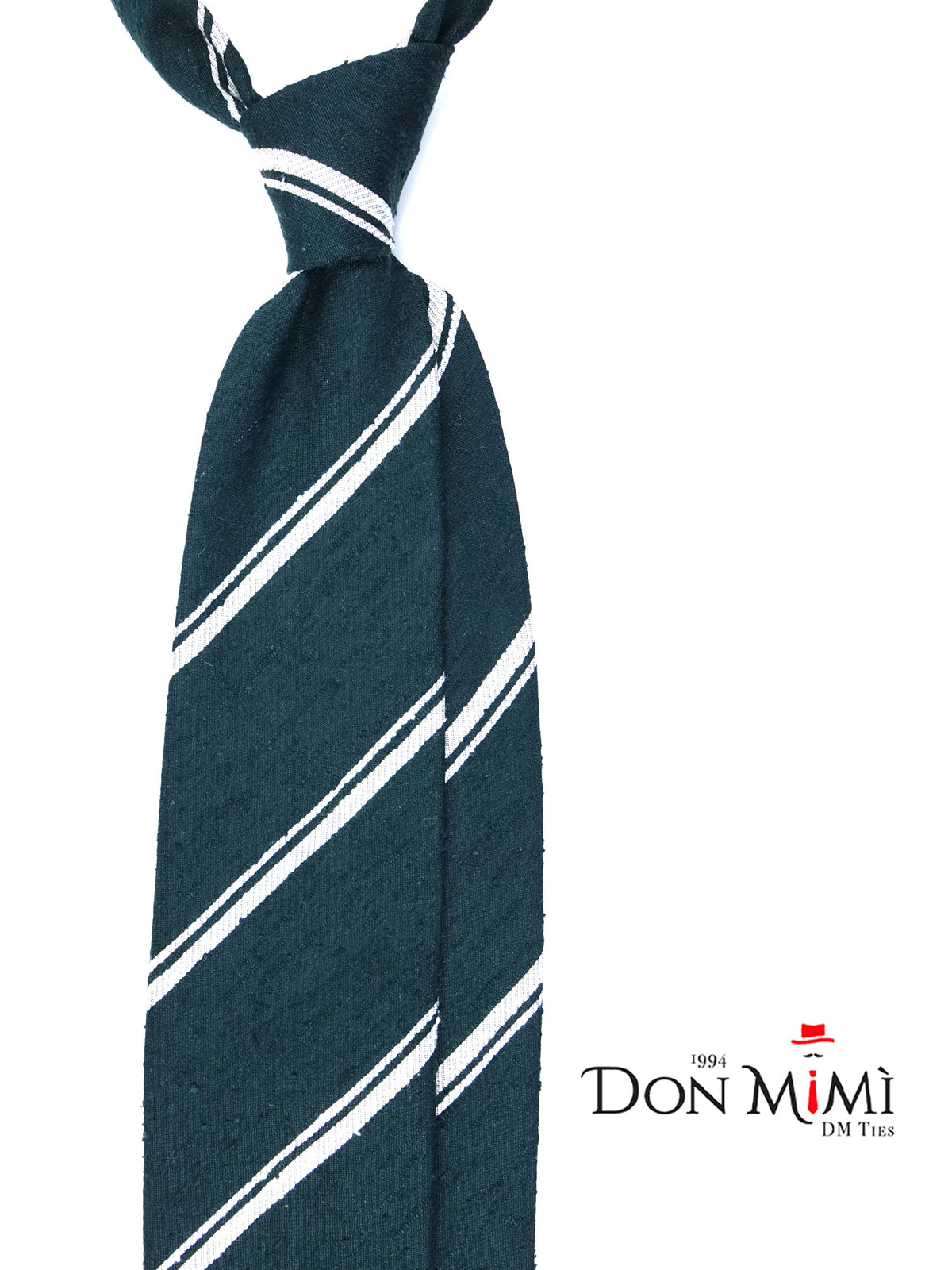 Cravatta 3 pieghe sfoderata verde BIRTO 100% seta shantung