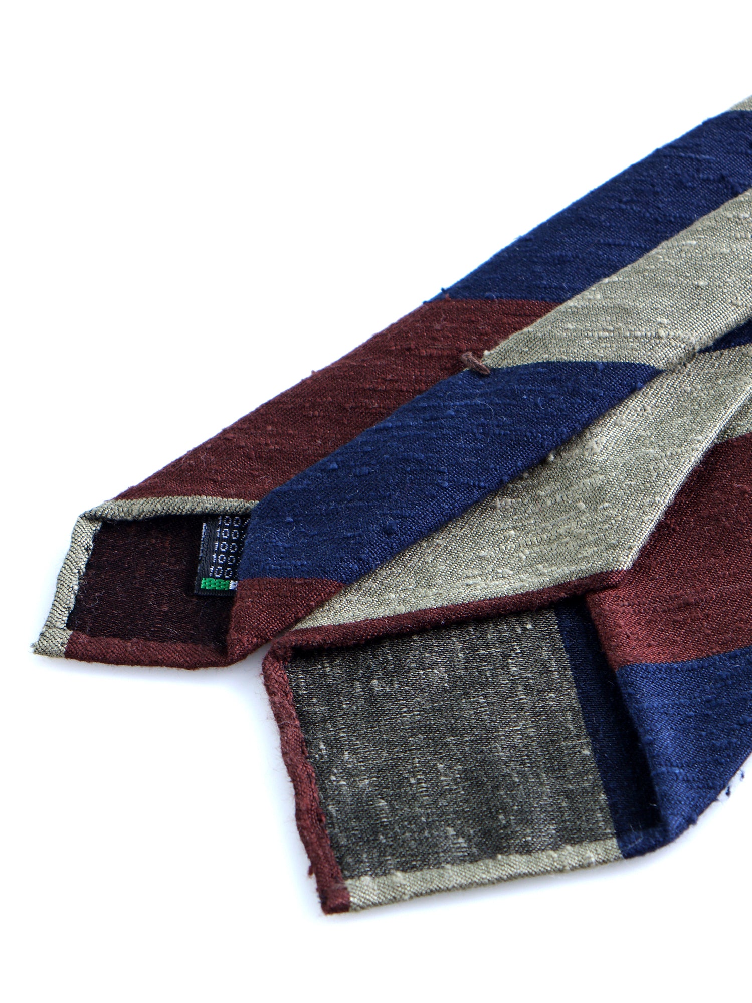 TRIGA Brown/Gold Shantung Silk 3-Fold Unlined Tie 