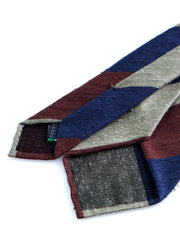 TRIGA Brown/Gold Shantung Silk 3-Fold Unlined Tie 