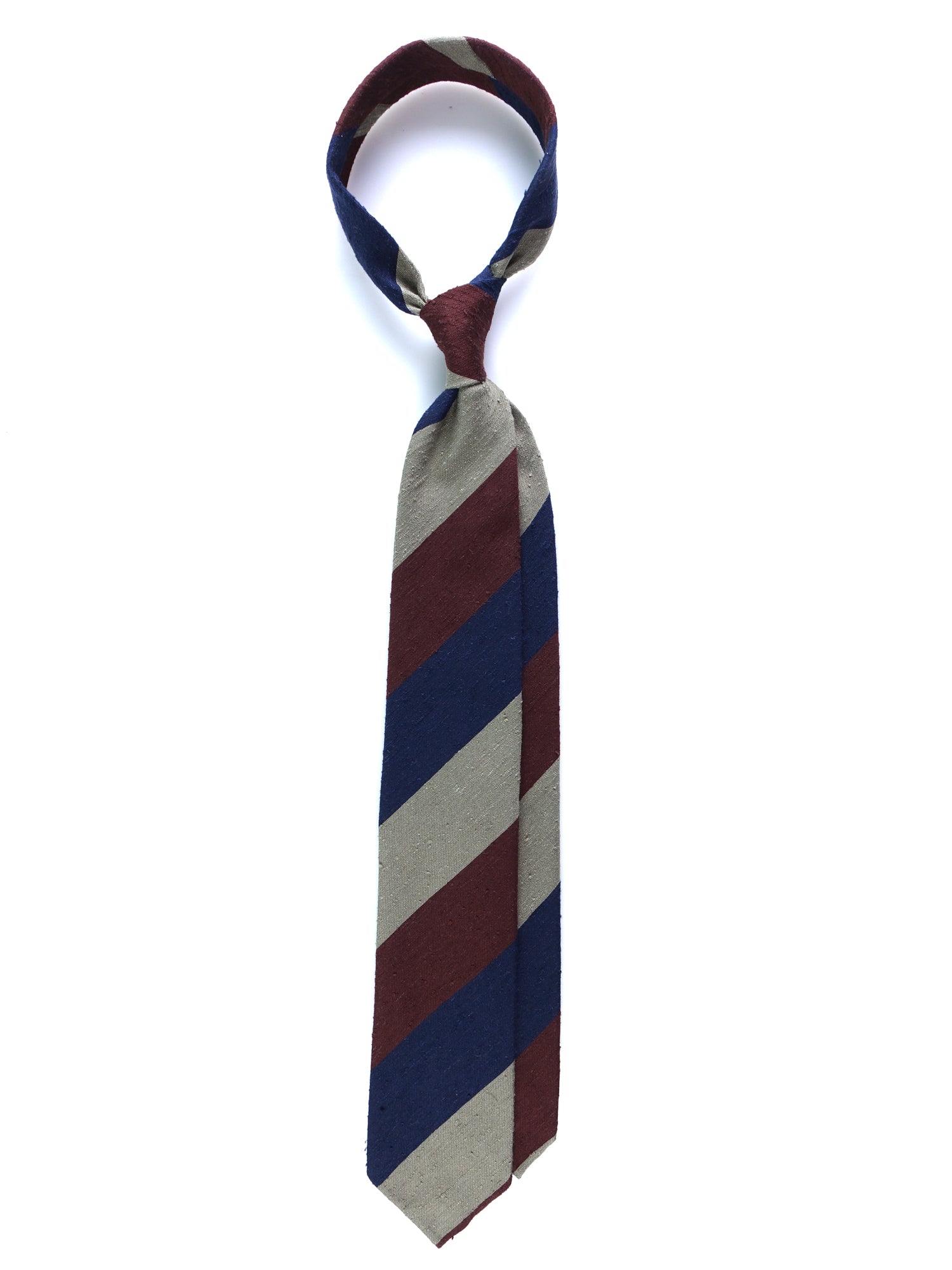 TRIGA Brown/Gold Shantung Silk 3-Fold Unlined Tie 