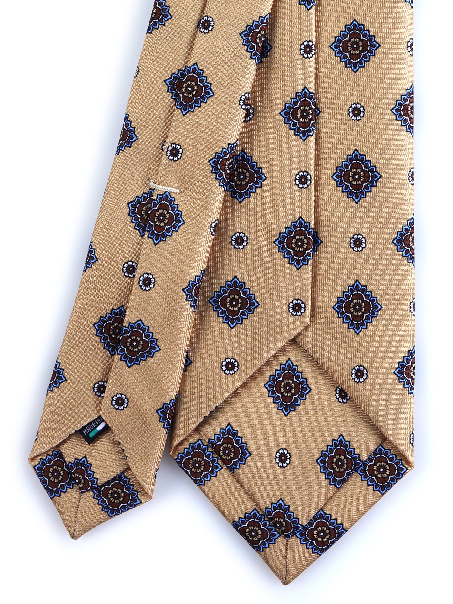 SAMANTHA 7-fold tie in English printed silk Brown