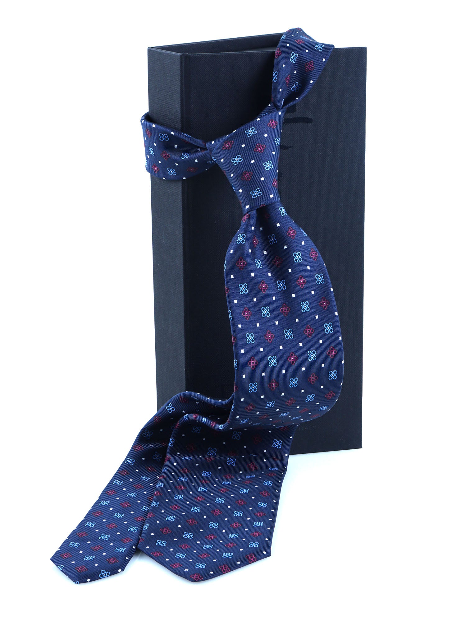 Cravatta sartoriale 7 pieghe MARTIN in pura seta inglese BLU