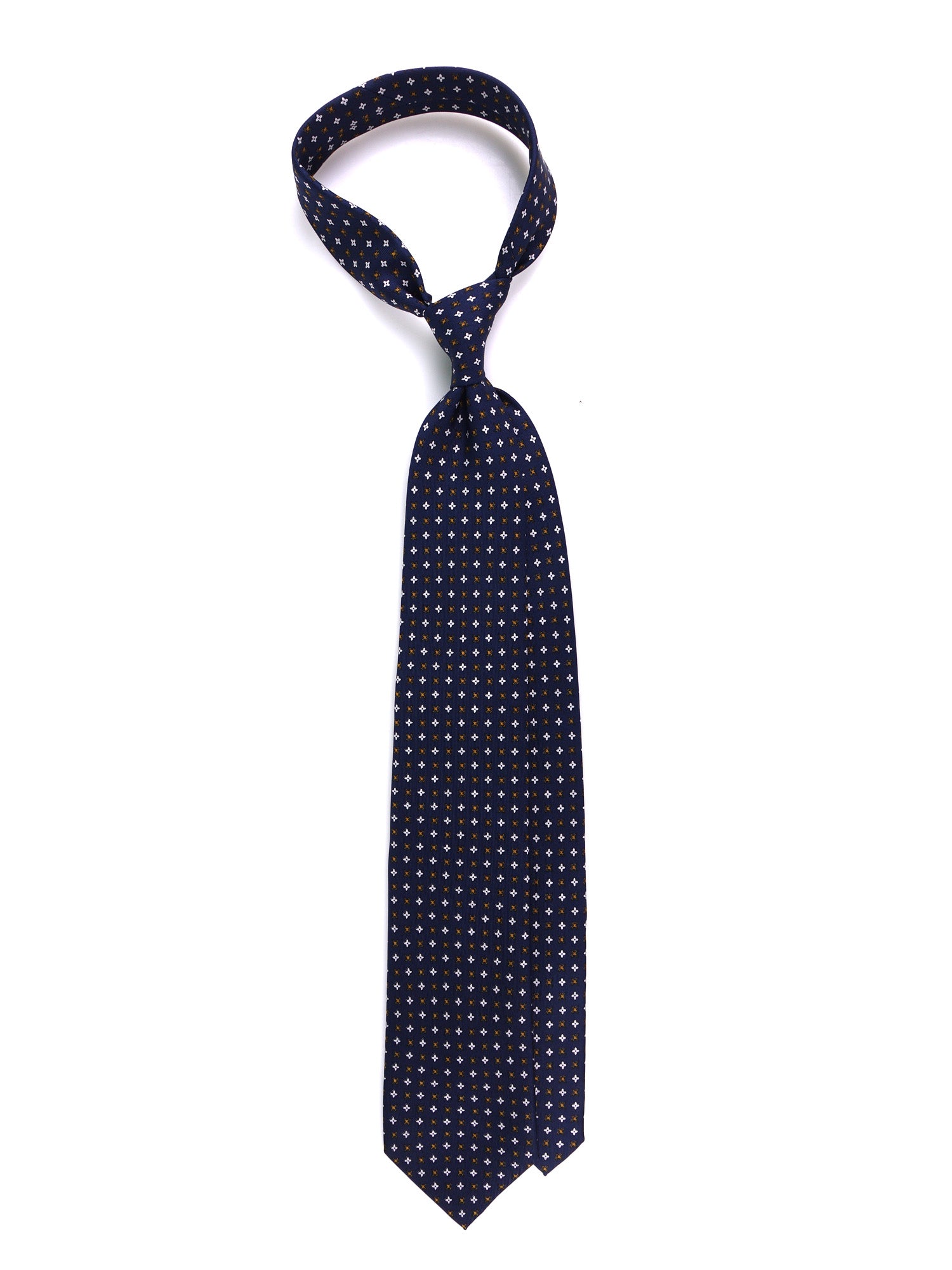 Cravatta 7 Pieghe CRIMSON seta stampata inglese blu scuro