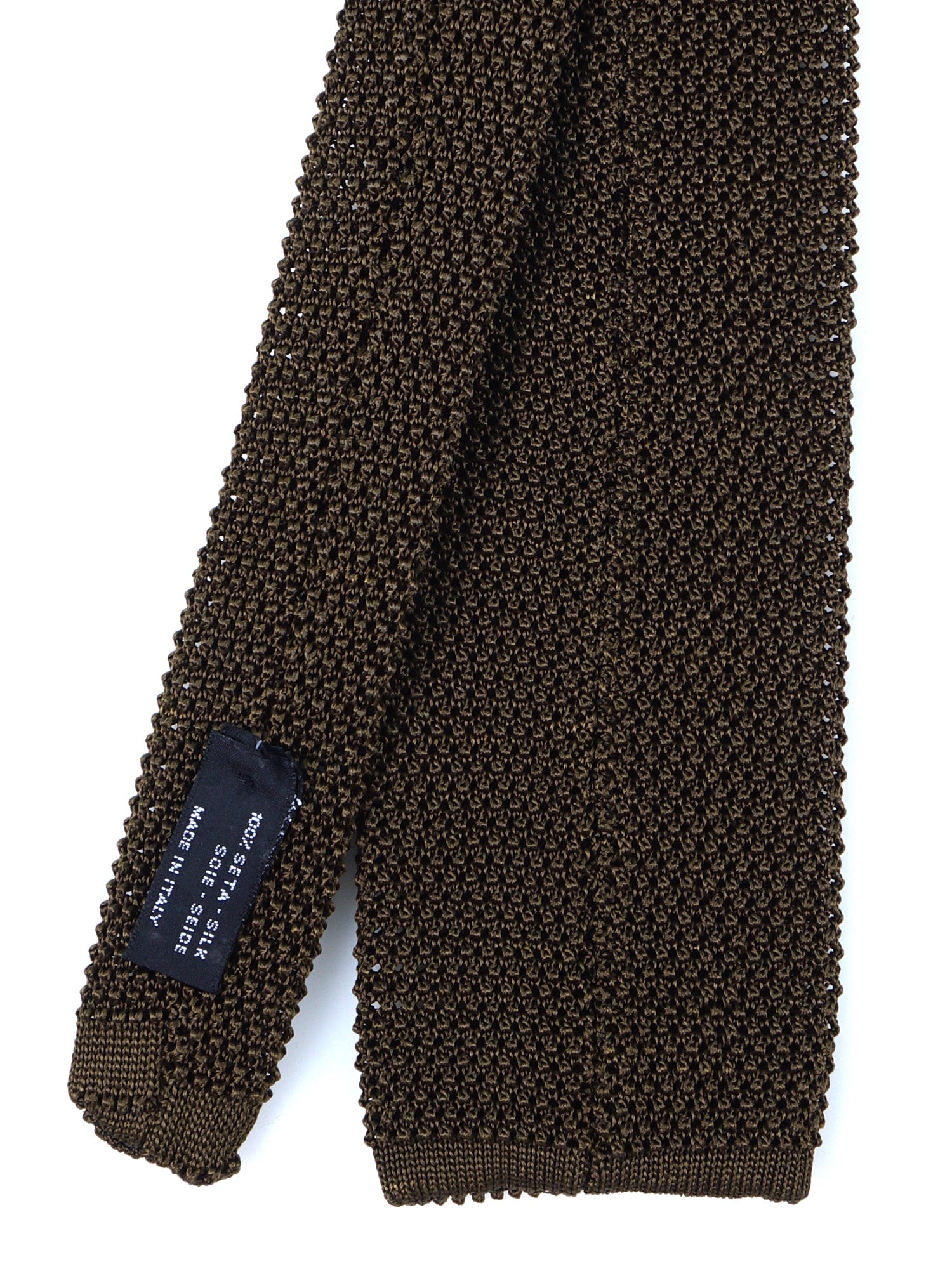 Cravatta in maglia di seta MACCA verde oliva