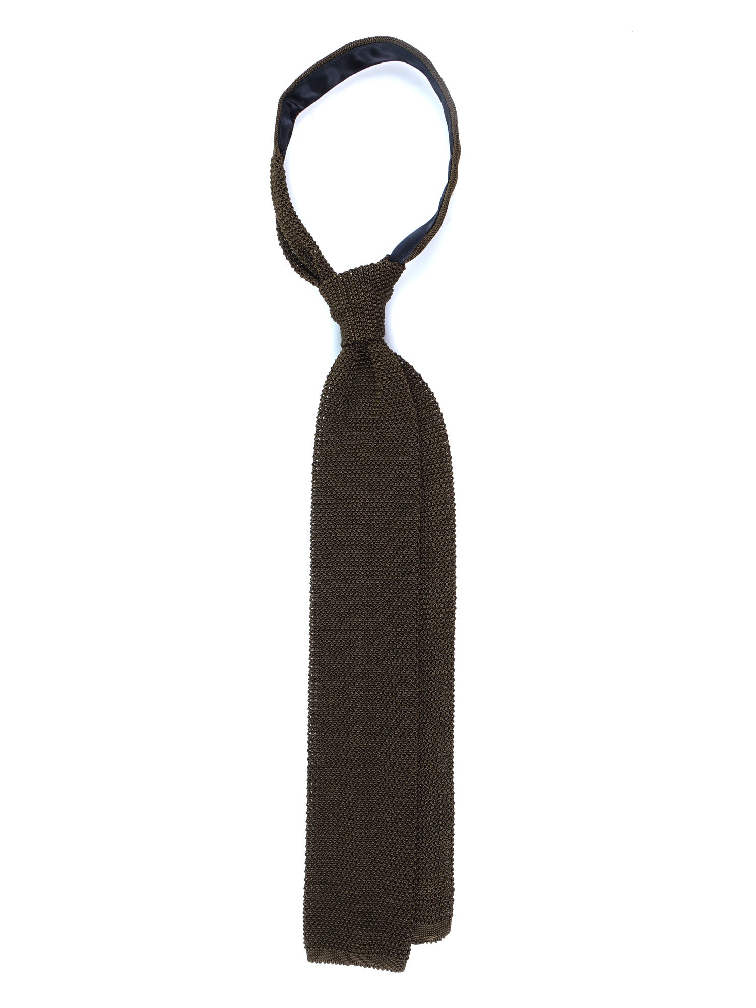 Cravatta in maglia di seta MACCA verde oliva