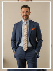 Cravatta avorio 3 Pieghe LEPRE in seta stampata