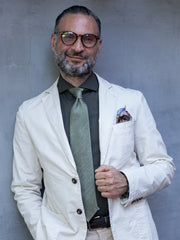 Cravatta verde sartoriale sfoderata DAFNE in lino/seta