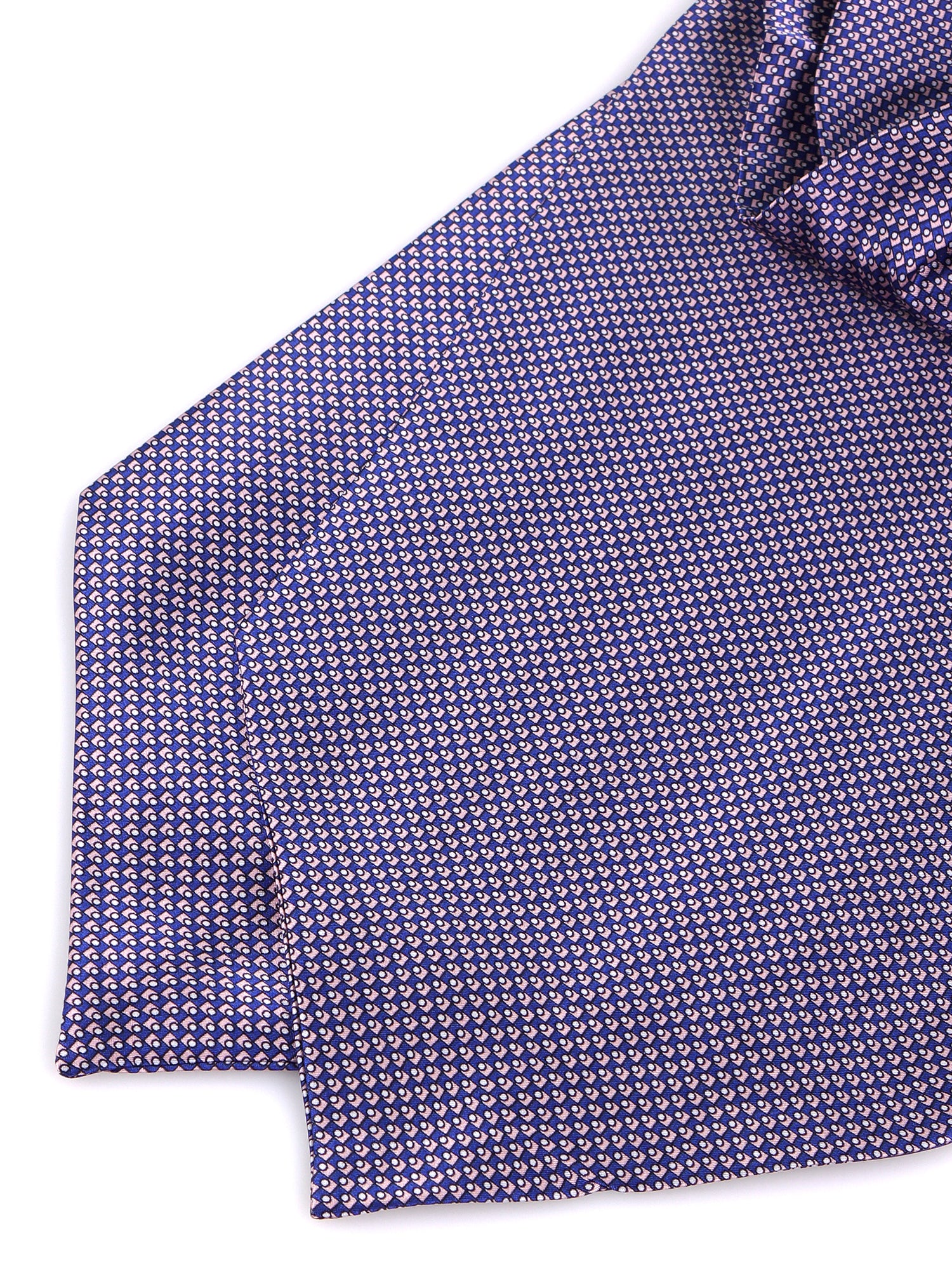 Ascot doppia punta blu in seta raso stampata DELICE