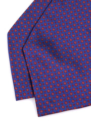 Ascot doppia punta blu in seta raso stampata DOMINK