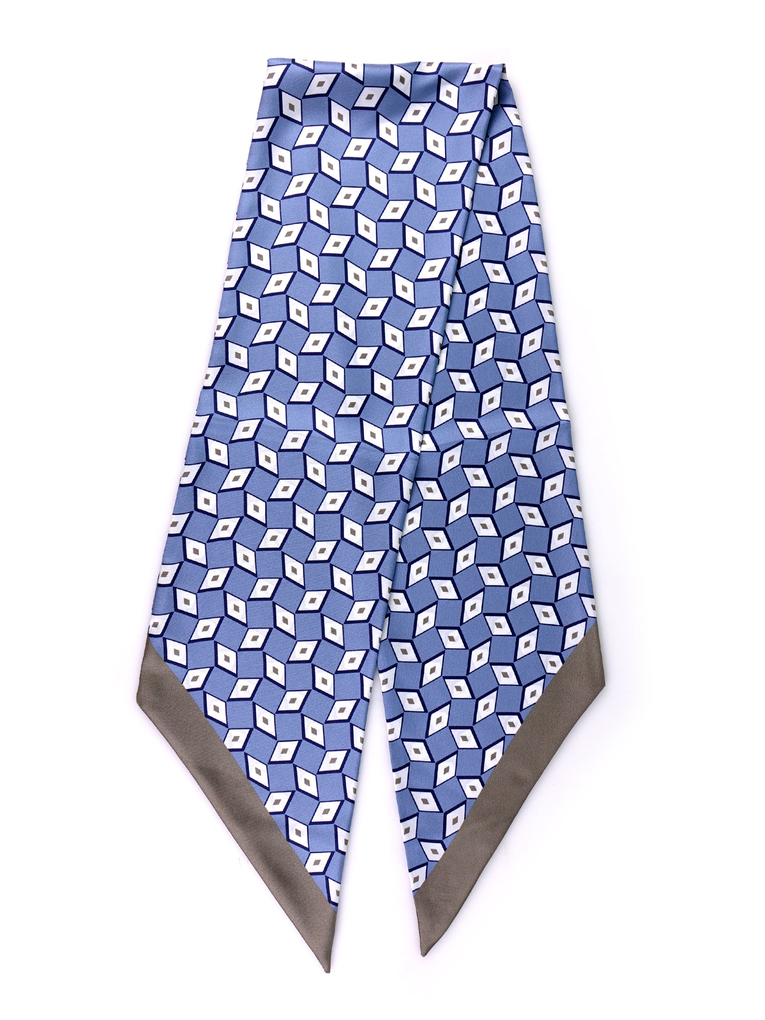 foulard twilly DOUG celeste in seta stampata