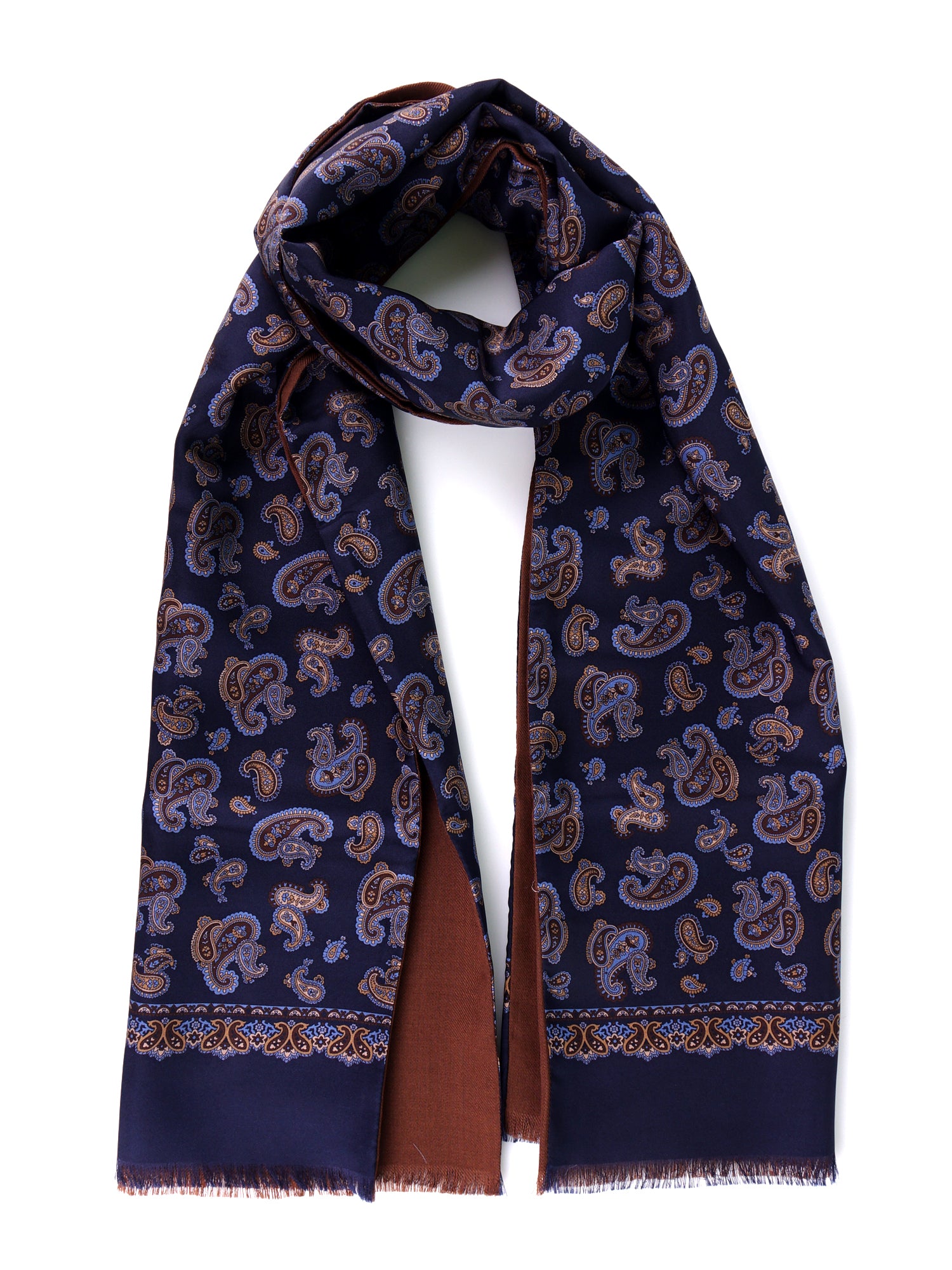Sciarpa doppiata in seta\lana stampata DRESSY blu