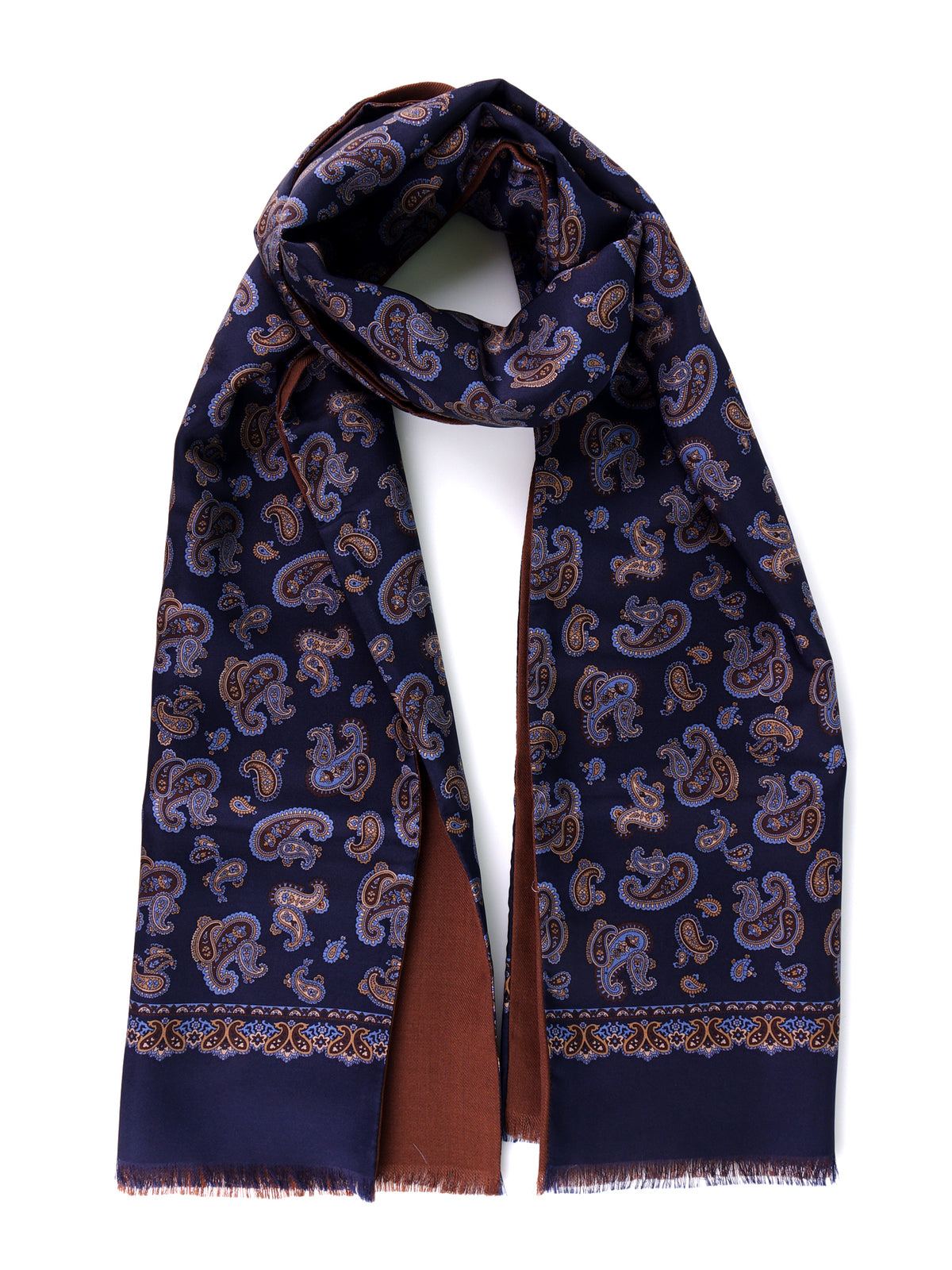 Sciarpa doppiata in seta\lana stampata DRESSY blu