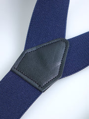 Bretella a Y in elastico con lacci clip e componenti in pelle nera ELASTIC Blu