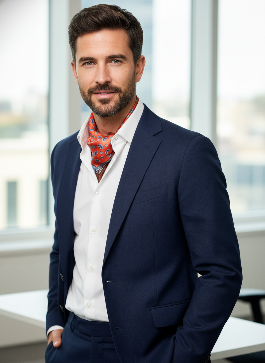 Foulard arancione 70x70cm in seta stampata FALENA