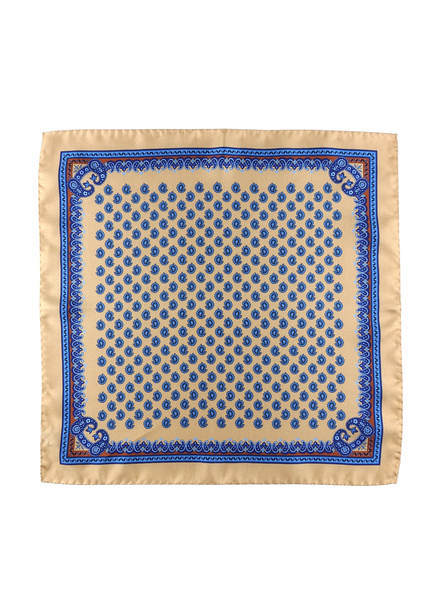 Fazzoletto da taschino XL Beige in pura seta stampata Pioggia