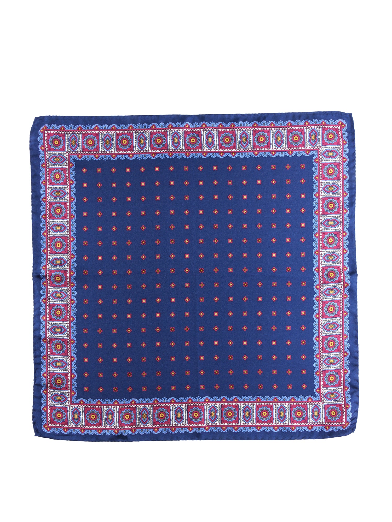 Fazzoletto da taschino 45x45cm blu in seta stampata DALI'