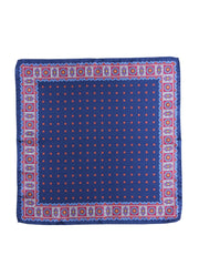 Fazzoletto da taschino 45x45cm blu in seta stampata DALI'