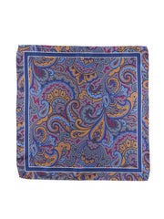 Fazzoletto da taschino 45x45cm blu in seta stampata DINA