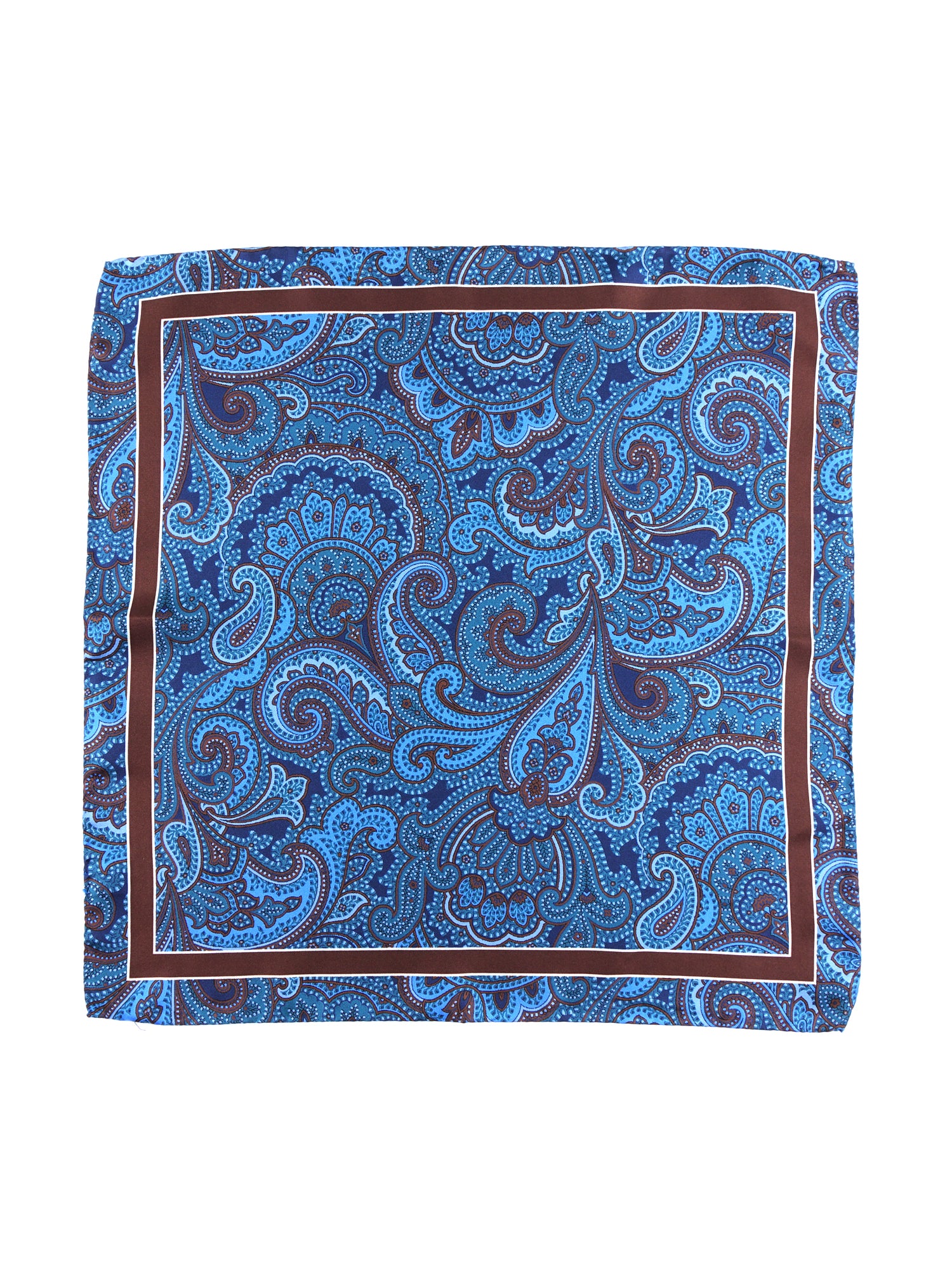 Fazzoletto da taschino 45x45cm marrone in seta stampata DINA