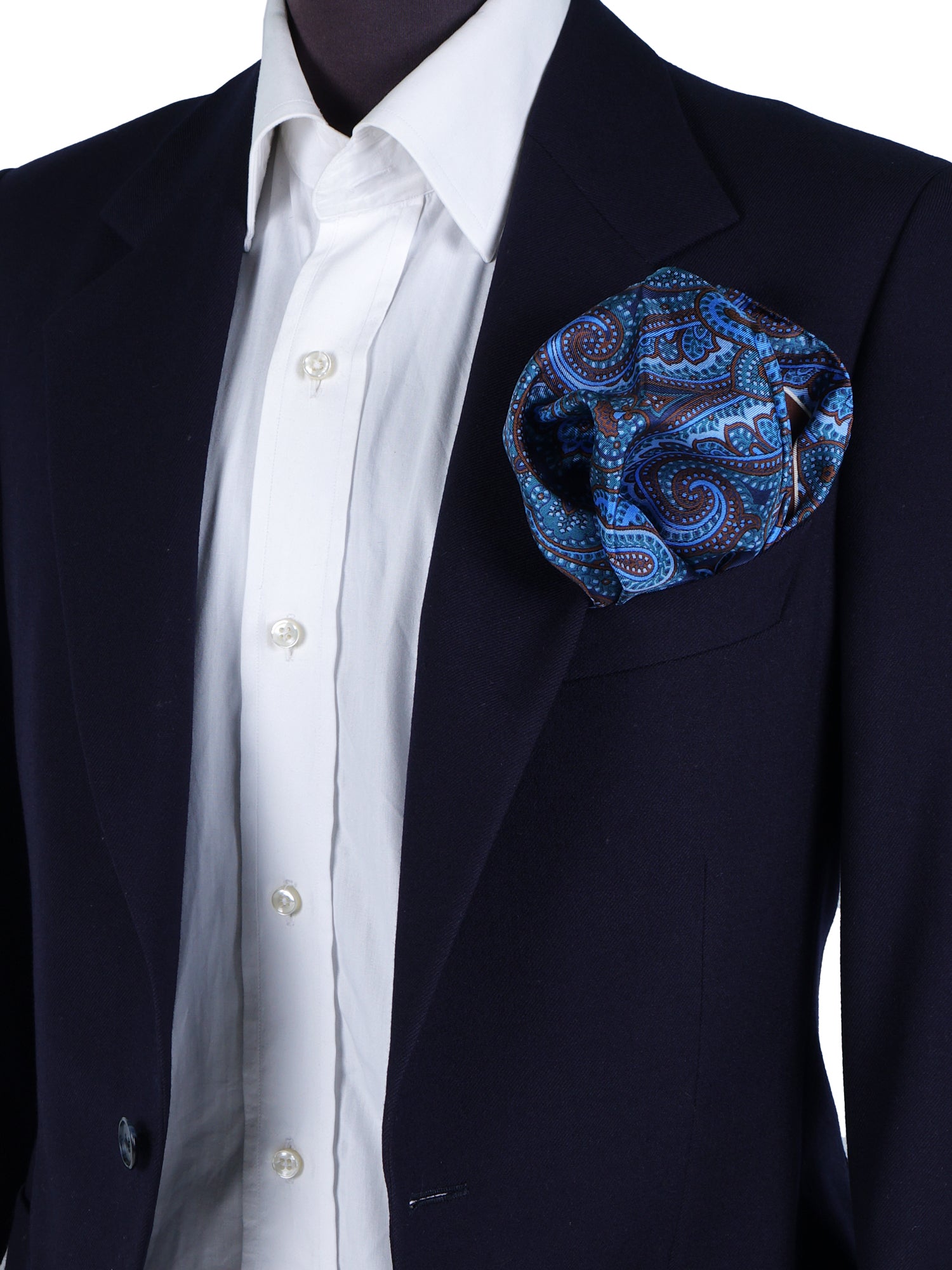 Fazzoletto da taschino 45x45cm marrone in seta stampata DINA