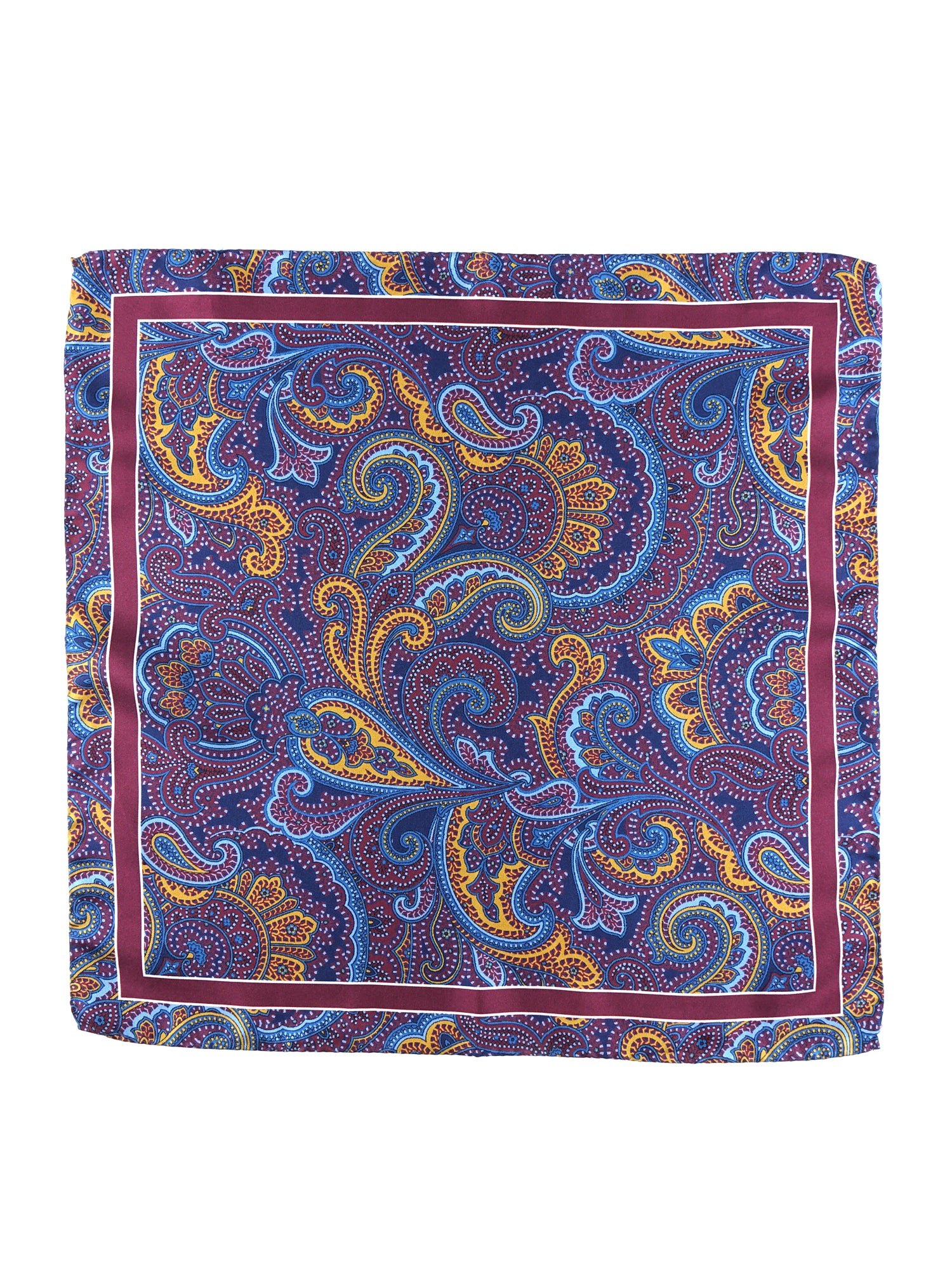 Fazzoletto da taschino 45x45cm bordeaux in seta stampata DINA