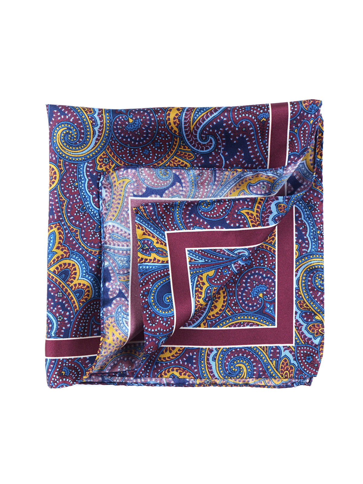 Fazzoletto da taschino 45x45cm bordeaux in seta stampata DINA