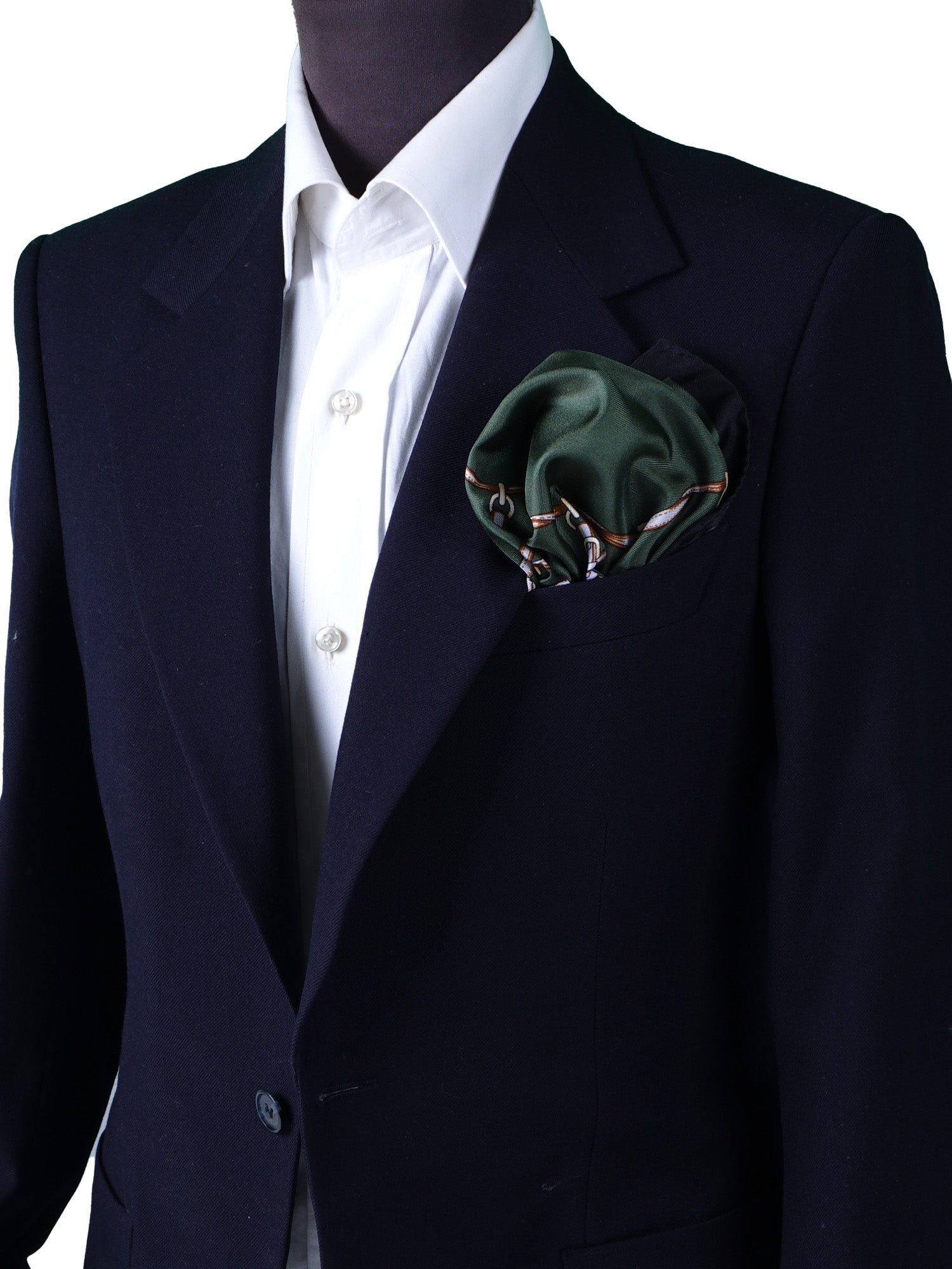 Fazzoletto da taschino verde XL in seta stampata REINS