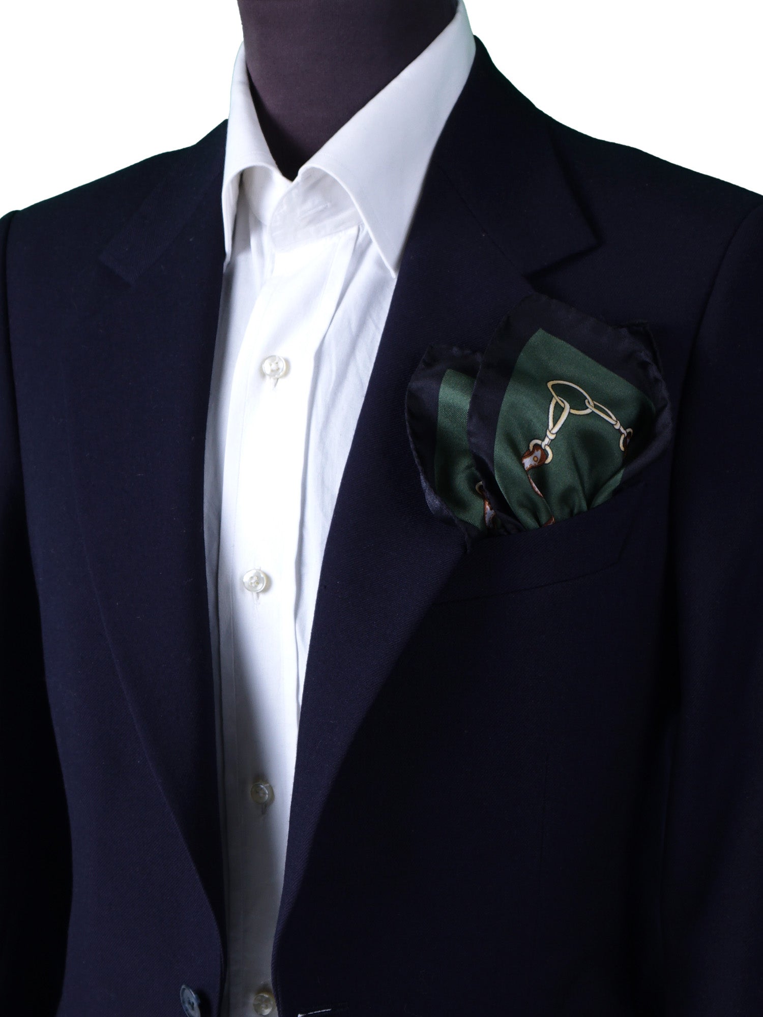 Fazzoletto da taschino verde XL in seta stampata REINS
