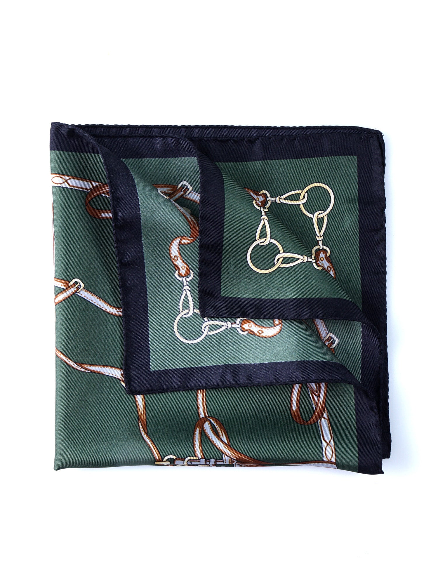 Fazzoletto da taschino verde XL in seta stampata REINS