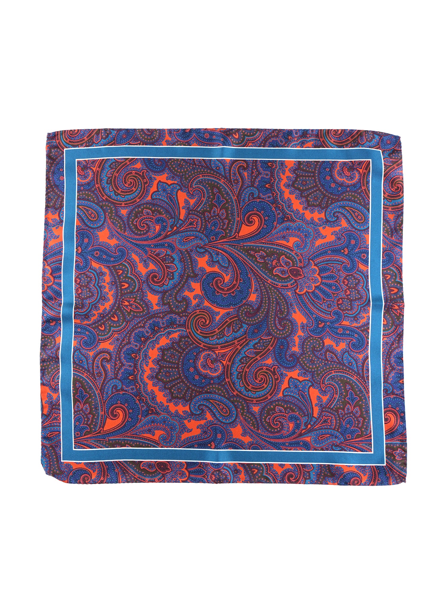 Fazzoletto da taschino 45x45cm arancione in seta stampata DINA