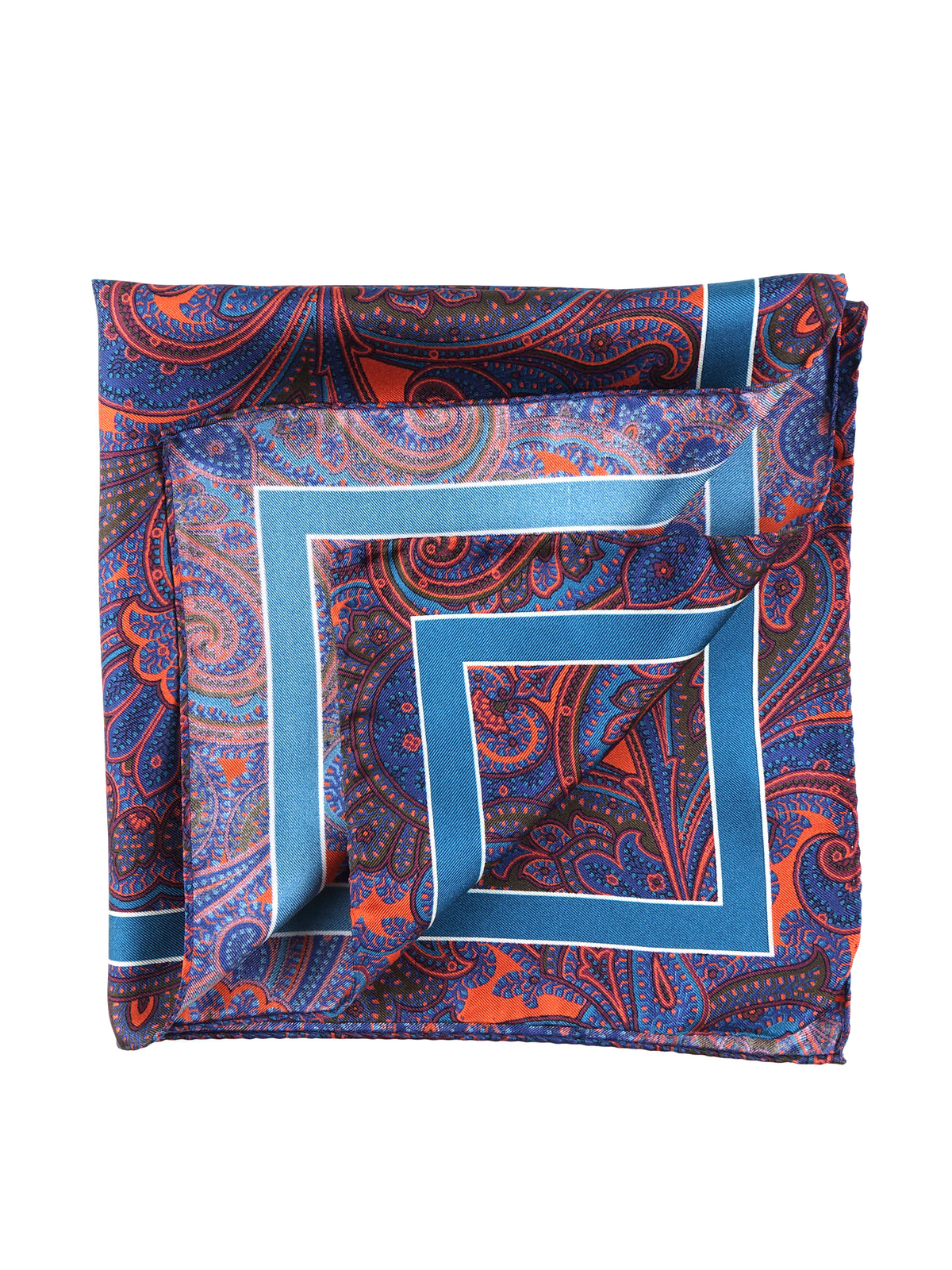 Fazzoletto da taschino 45x45cm arancione in seta stampata DINA