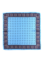 Fazzoletto da taschino 45x45cm celeste in seta stampata DALI'