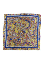 Fazzoletto da taschino 45x45cm giallo in seta stampata DINA
