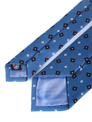 Cravatta blu avion 3 Pieghe FELIX in lana challis stampata inglese
