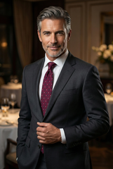 Cravatta vinaccia 3 Pieghe FELIX in lana challis stampata inglese