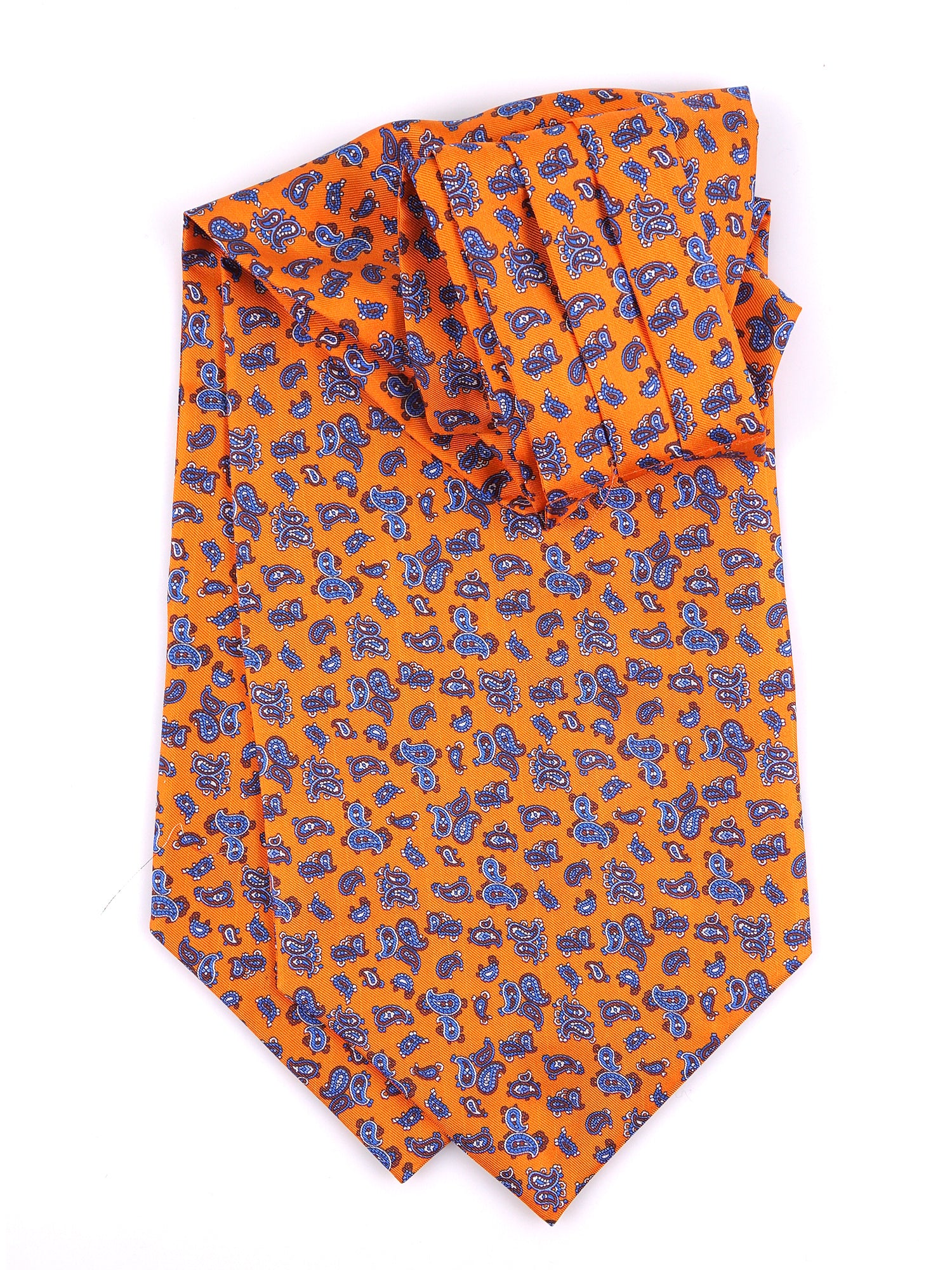 Ascot doppia punta arancione in seta stampata FIRELYN