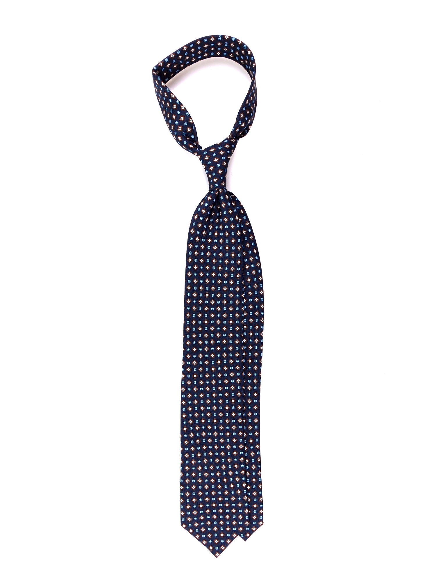 Cravatta 3 pieghe FIXI in seta stampata inglese blu navy