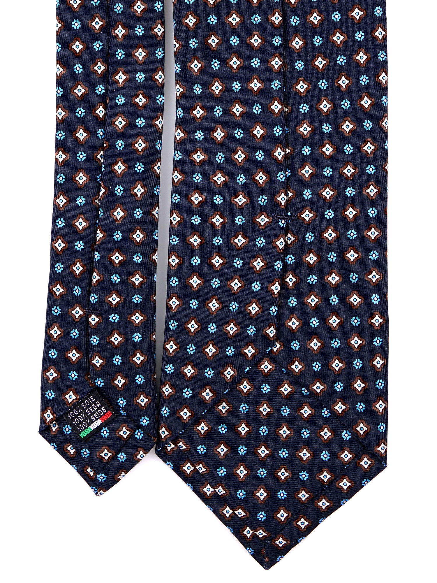 Cravatta 3 pieghe FIXI in seta stampata inglese blu navy